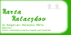 marta malaczkov business card